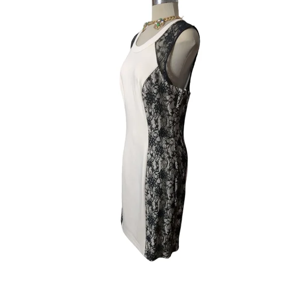 GUESS Gorgeous Ivory black lace elegant cocktail dress Size 12 - Picture 9 of 13